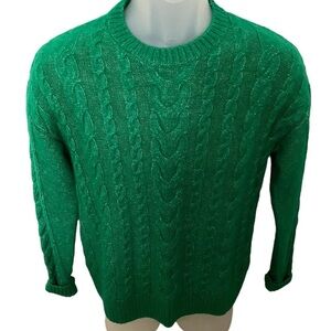 LOFT Green Cable Sweater Women MP Medium Petite